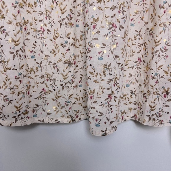 Iriserly Floral Gold Stars Ruffle Prairie Lightweight Romantic Feminine Blouse S - Picture 11 of 16